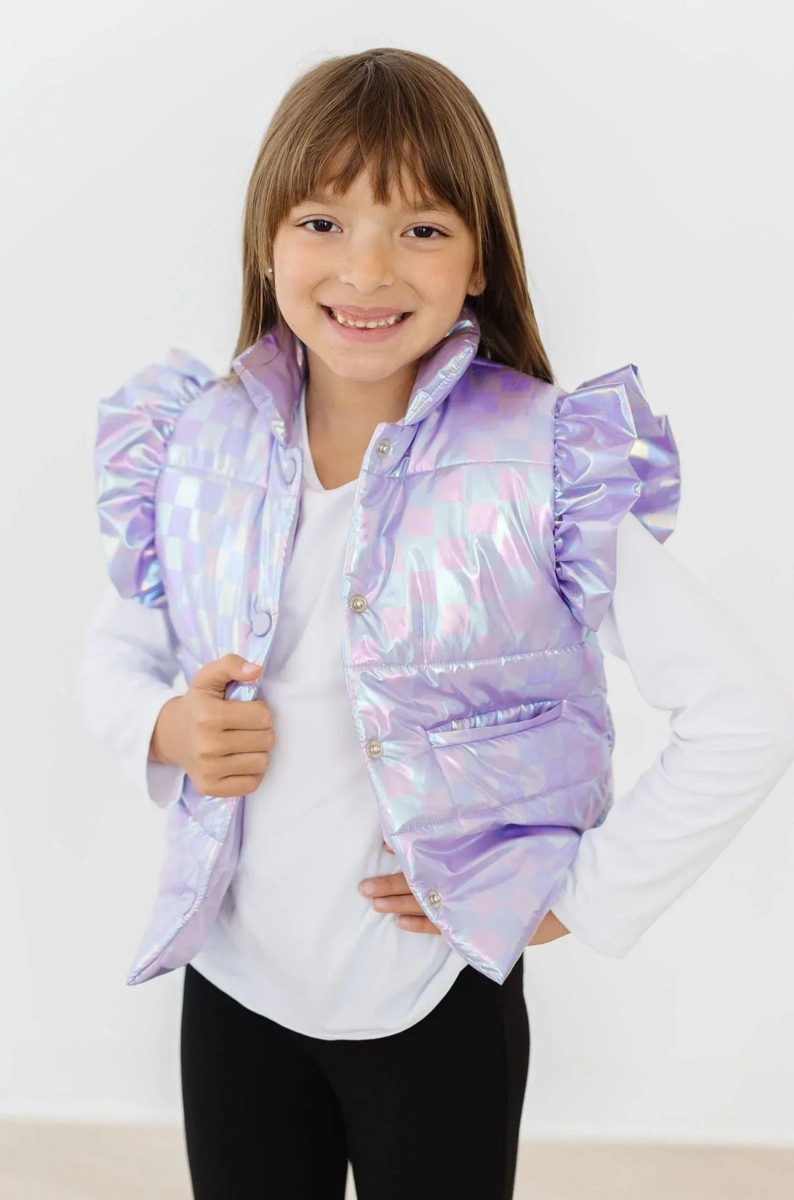Lavender Haze Checker Puffer Vest - Mila & Rose ® - Flyclothing LLC