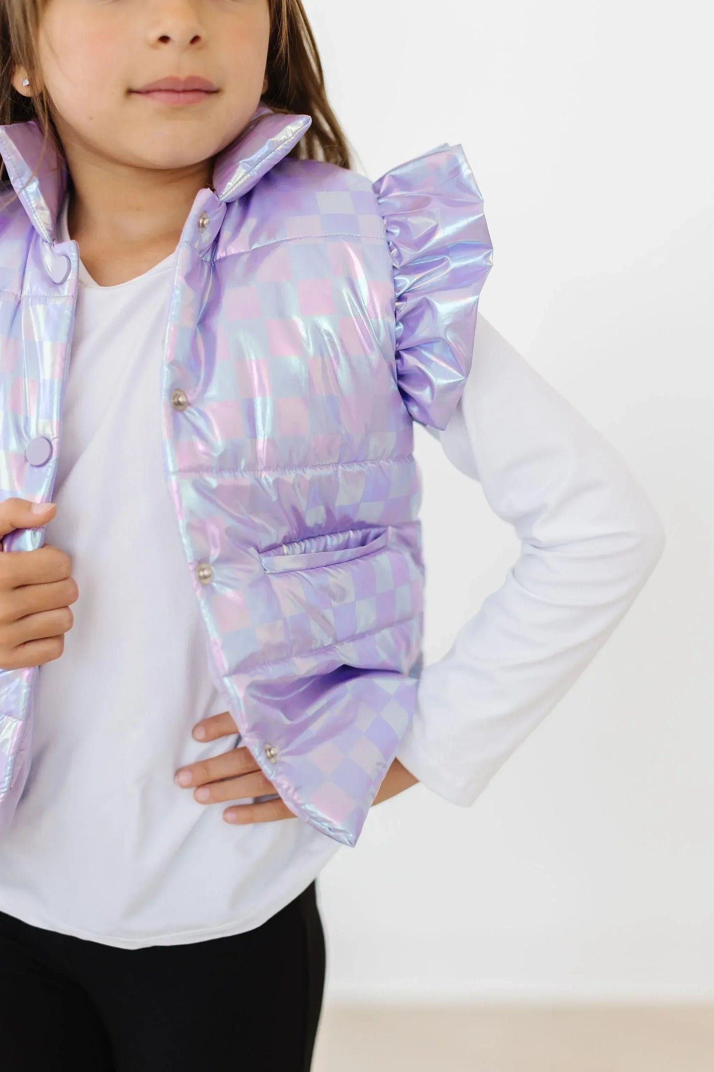 Lavender Haze Checker Puffer Vest - Mila & Rose ® - Flyclothing LLC