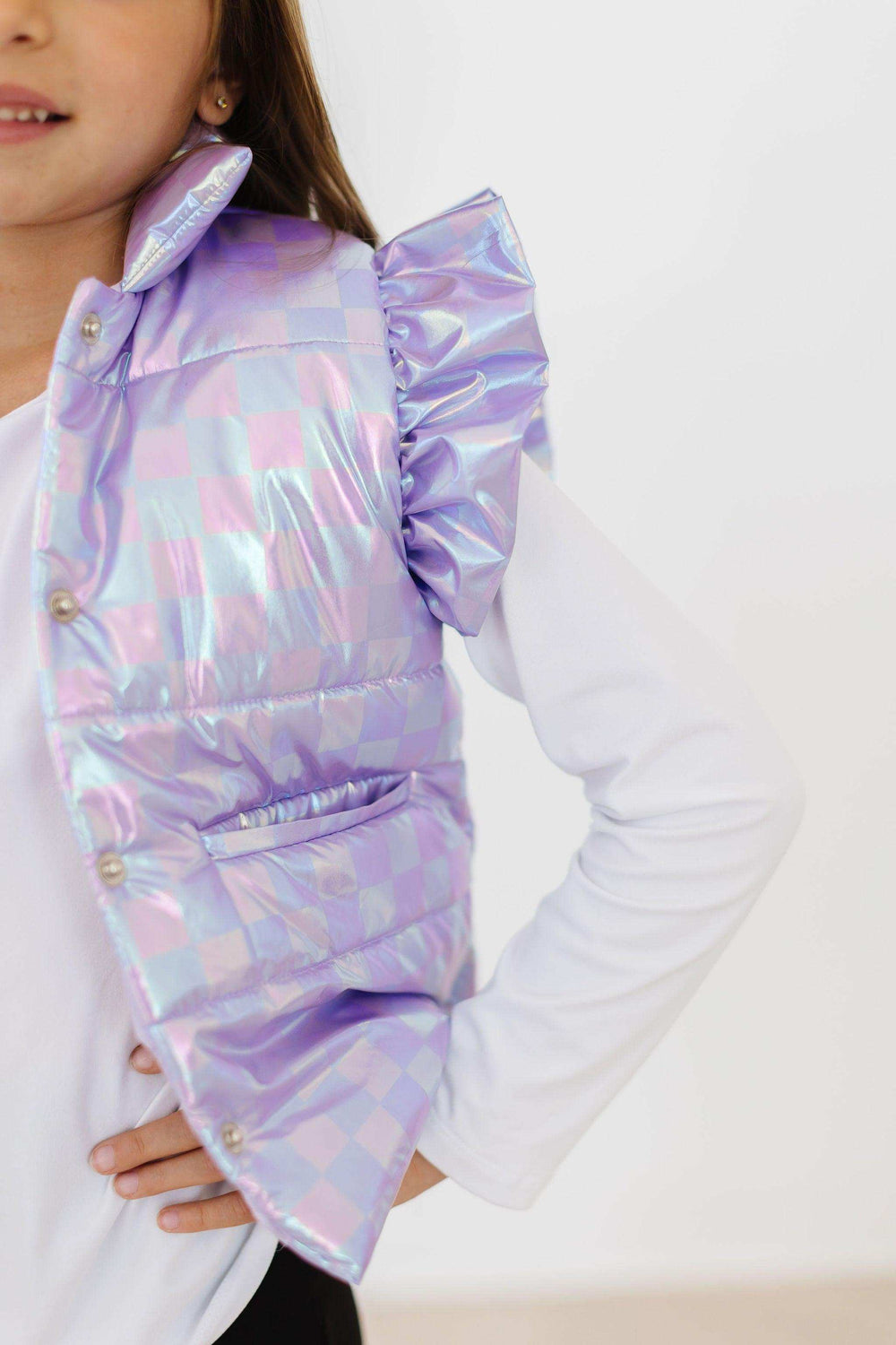 Lavender Haze Checker Puffer Vest - Mila & Rose ® - Flyclothing LLC