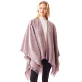 Leaf Patterned Poncho Shawl Wrap - Madeline Love - Flyclothing LLC