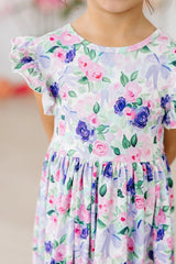 Lavender Love Flutter Sleeve Twirl Dress - Mila & Rose ® - Flyclothing LLC