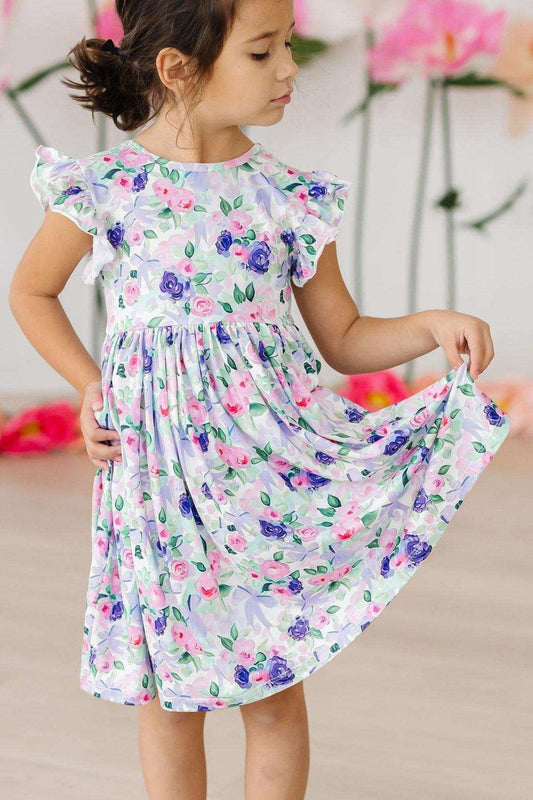 Lavender Love Flutter Sleeve Twirl Dress - Mila & Rose ® - Flyclothing LLC