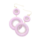 Raffia Wrapped Faceted Bead Embellished Dangle Earrings - Madeline Love - Flyclothing LLC
