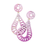 Raffia Wrapped Teardrop Dangle Earrings - Madeline Love - Flyclothing LLC