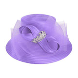 Rhinestone Embellished Feather Accented Mesh Bow Dressy Hat - Madeline Love - Flyclothing LLC