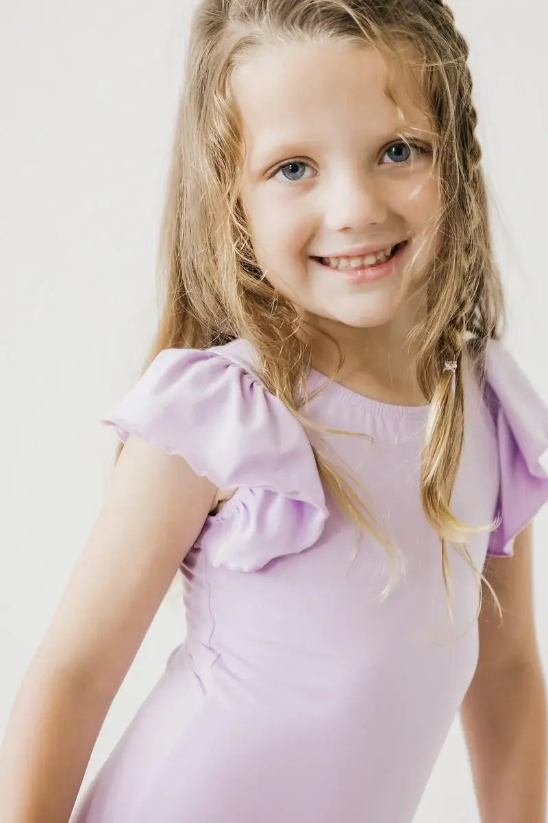 Lavender S/S Flutter Sleeve Leotard - Mila & Rose ® - Flyclothing LLC