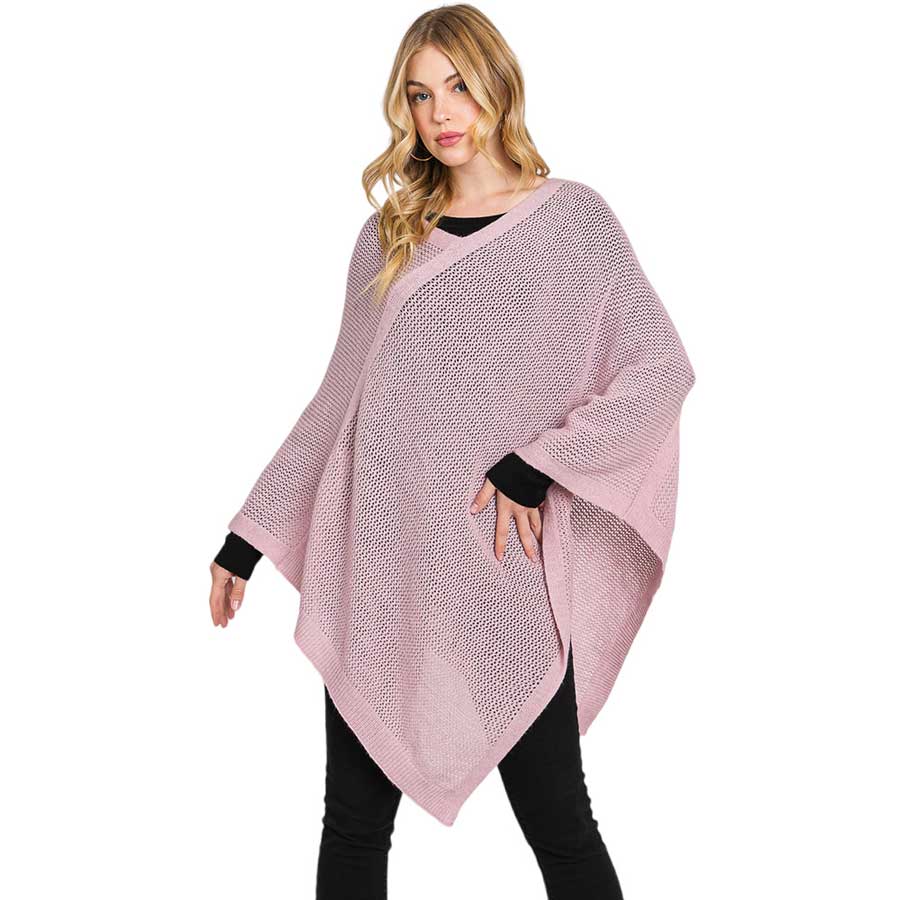 Solid Knit Loose Fit Poncho Ruana - Madeline Love - Flyclothing LLC