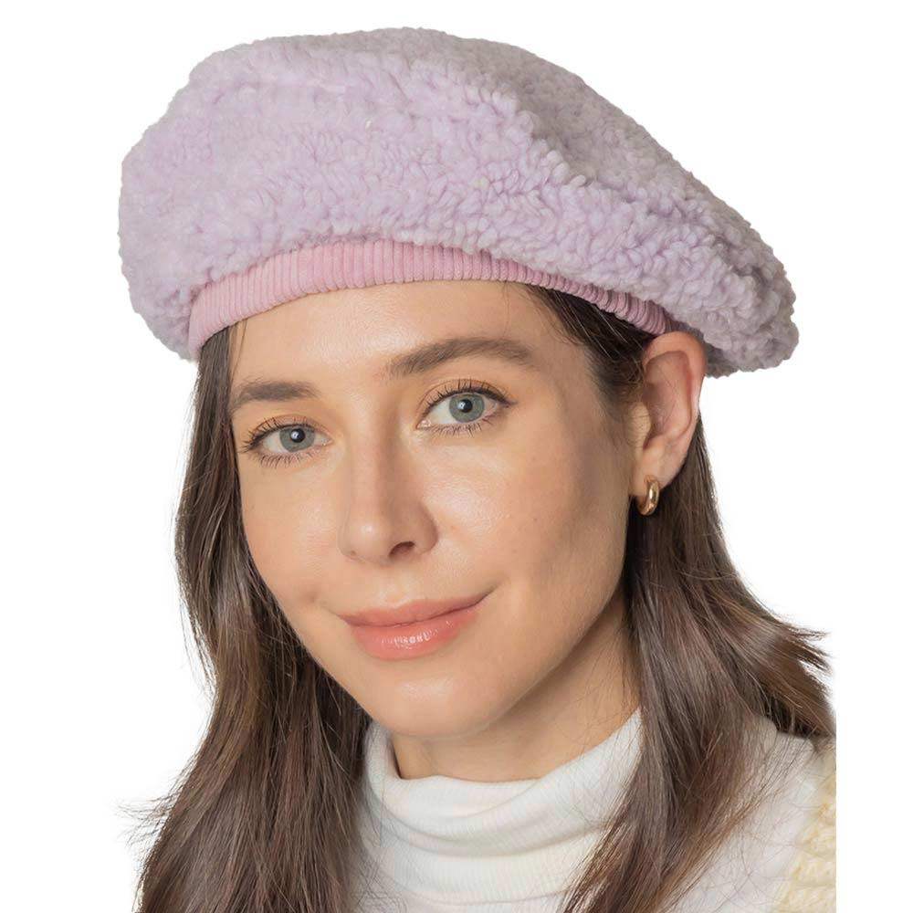 Solid Sherpa Beret Hat - Madeline Love - Flyclothing LLC