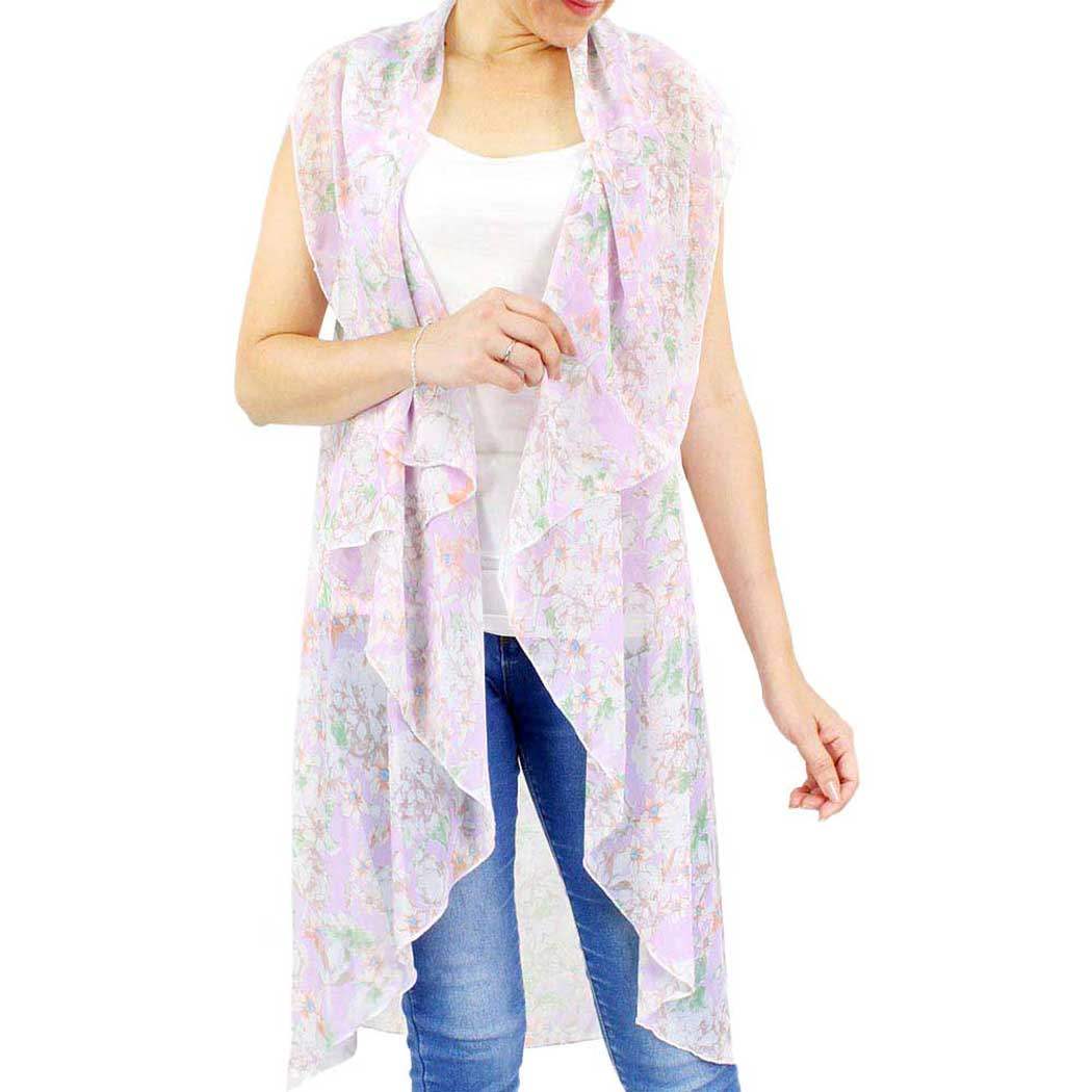 Spring Summer Flower Printed Round Vest - Madeline Love - Flyclothing LLC