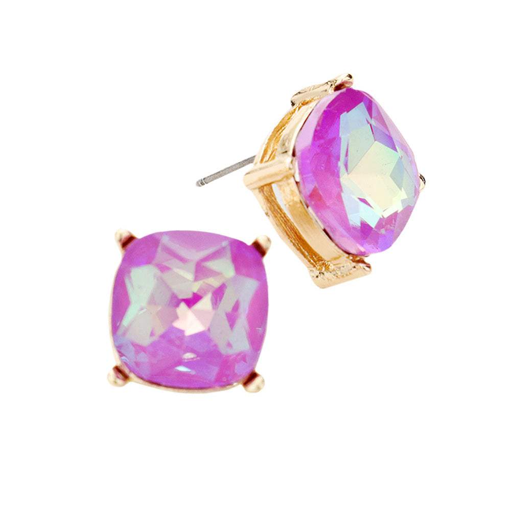 Square Stone Stud Earrings - Madeline Love - Flyclothing LLC