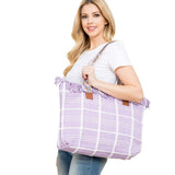 Top Fringe Pointed Check Patterned Tote Bag - Madeline Love - Flyclothing LLC