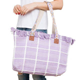 Top Fringe Pointed Check Patterned Tote Bag - Madeline Love - Flyclothing LLC