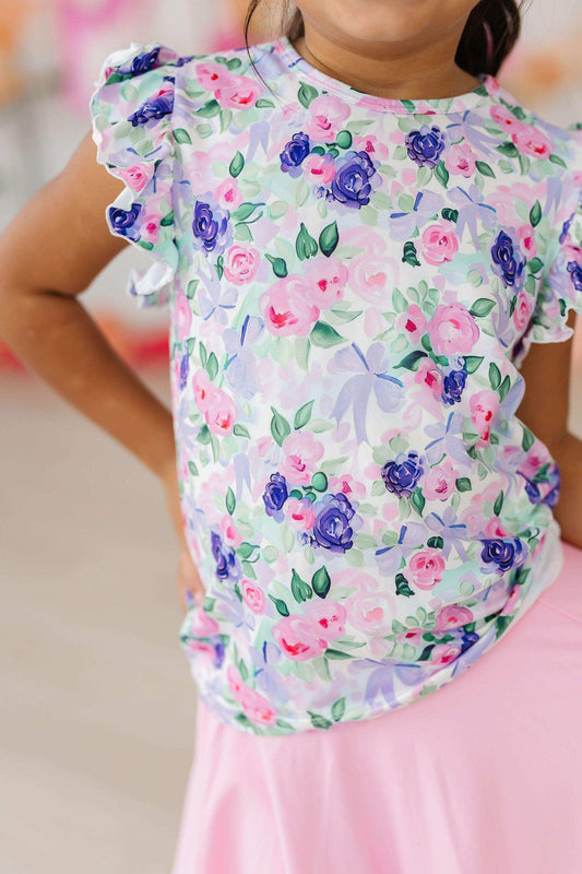 Lavender Love S/S Ruffle Tee - Mila & Rose ® - Flyclothing LLC