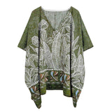 Leaf Print Cover Up Poncho - Madeline Love - Flyclothing LLC