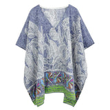 Leaf Print Cover Up Poncho - Madeline Love - Flyclothing LLC