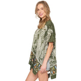 Leaf Print Cover Up Poncho - Madeline Love - Flyclothing LLC