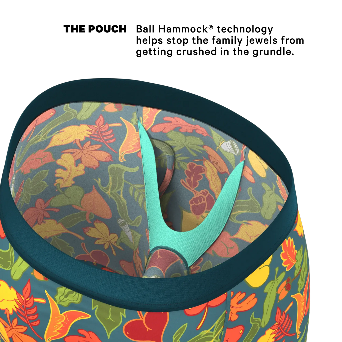 The Leaf Peeps | Naughty Leaves Long Leg Ball Hammock® Pouch Underwear With Fly - Shinesty - Flyclothing LLC