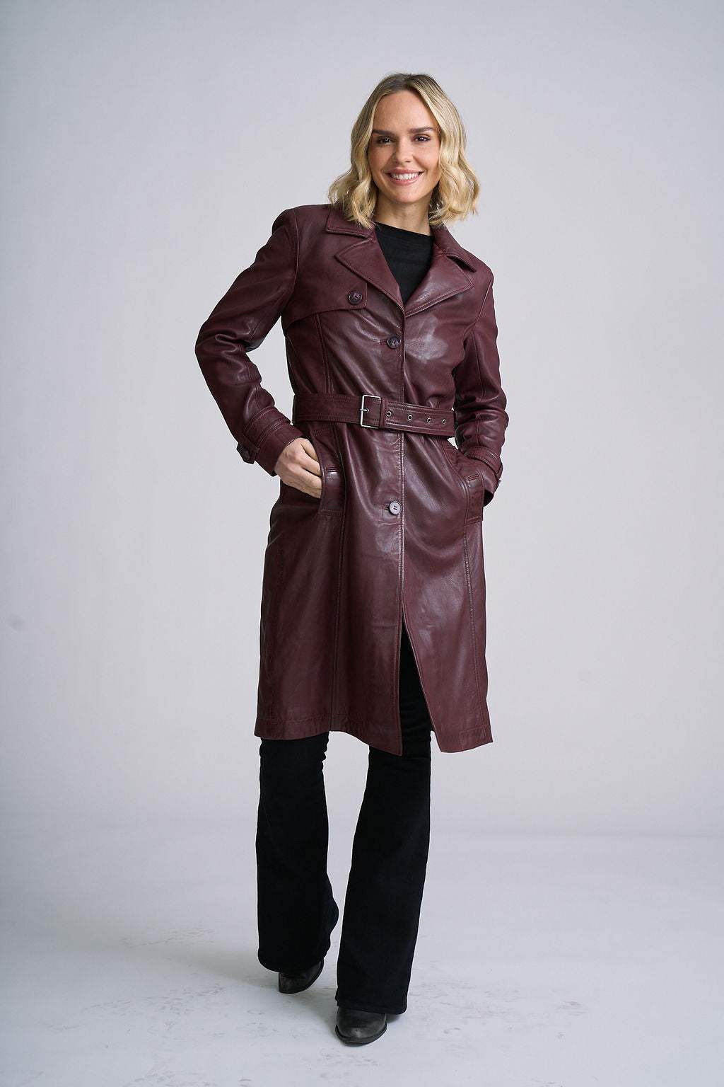 Leah CF Leather Trench - mauritiusleather - Flyclothing LLC
