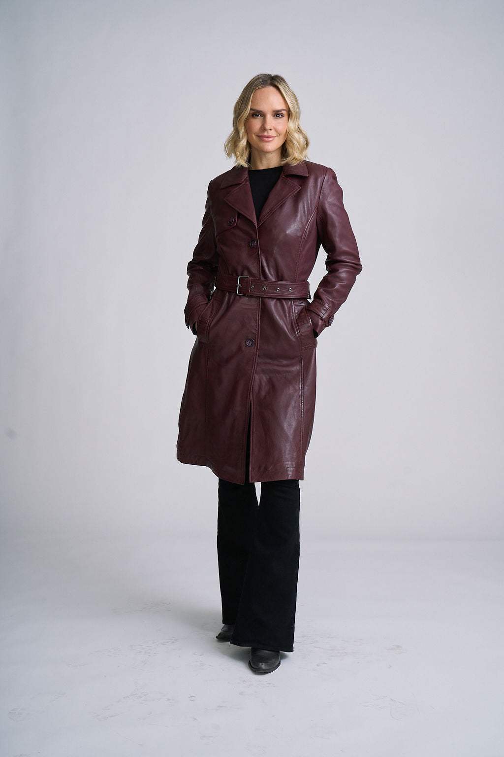 Leah CF Leather Trench - mauritiusleather - Flyclothing LLC