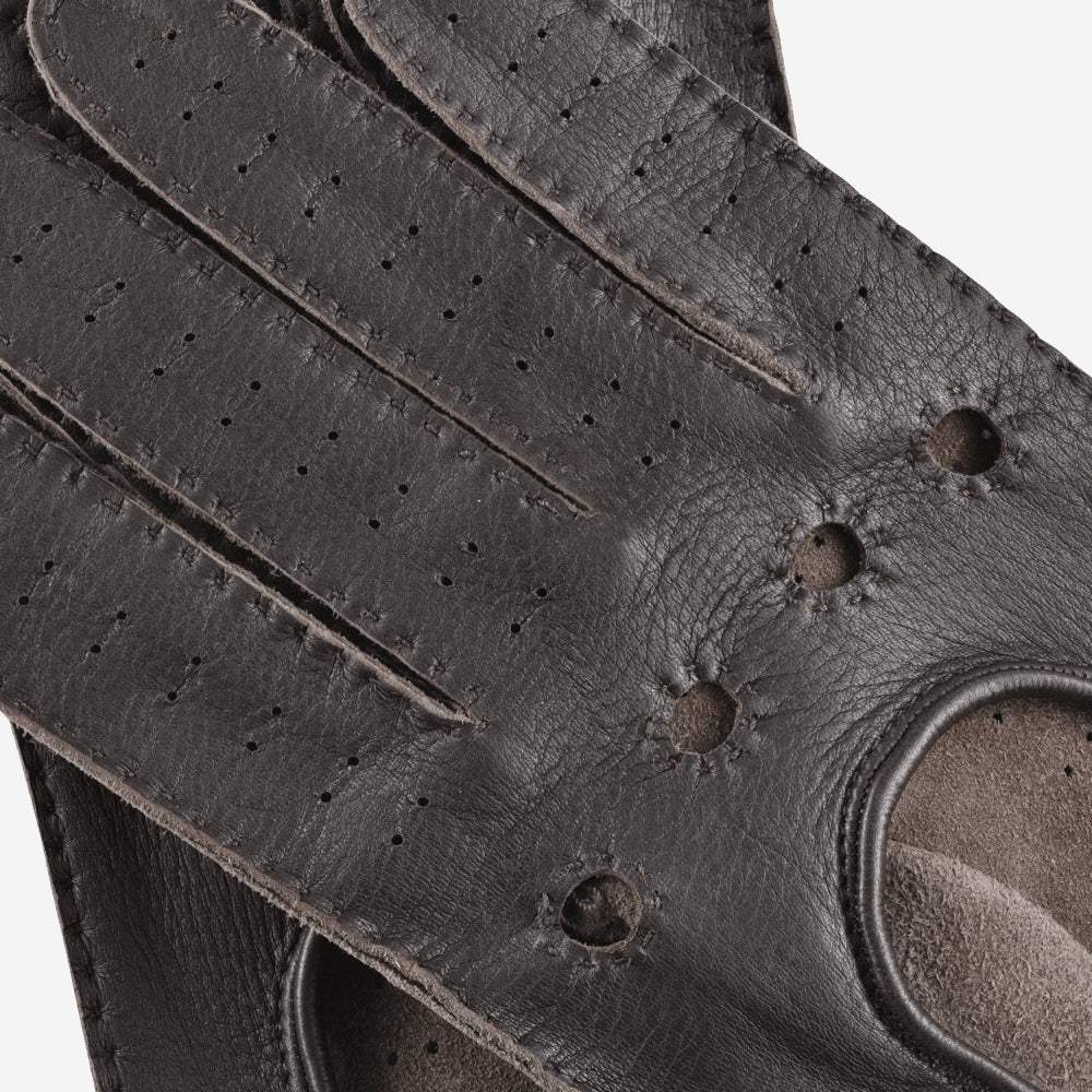 Leonardo (dark brown) - Italian driving gloves made of American deerskin leather - Leather Gloves Online - Flyclothing LLC