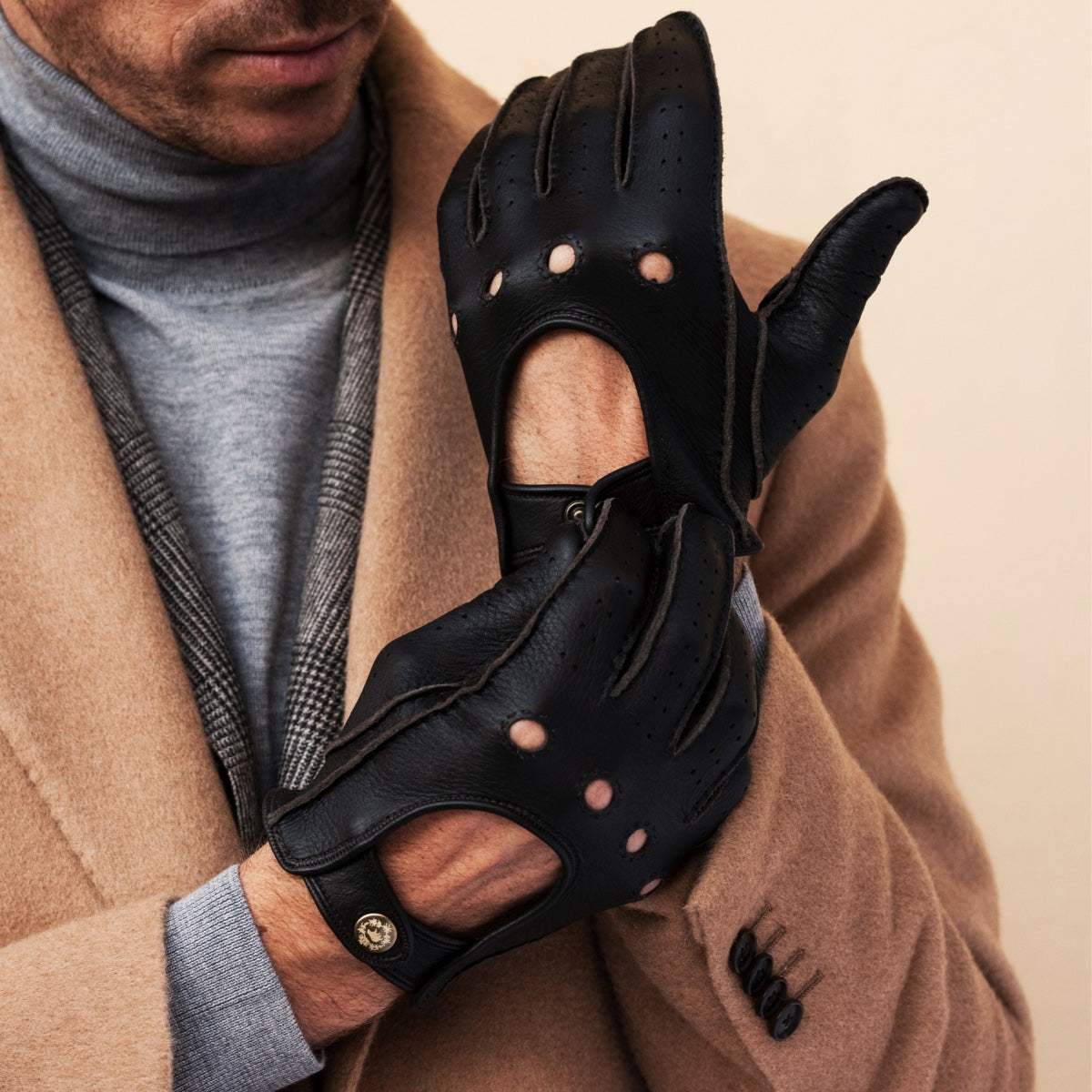 Leonardo (dark brown) - Italian driving gloves made of American deerskin leather - Leather Gloves Online - Flyclothing LLC