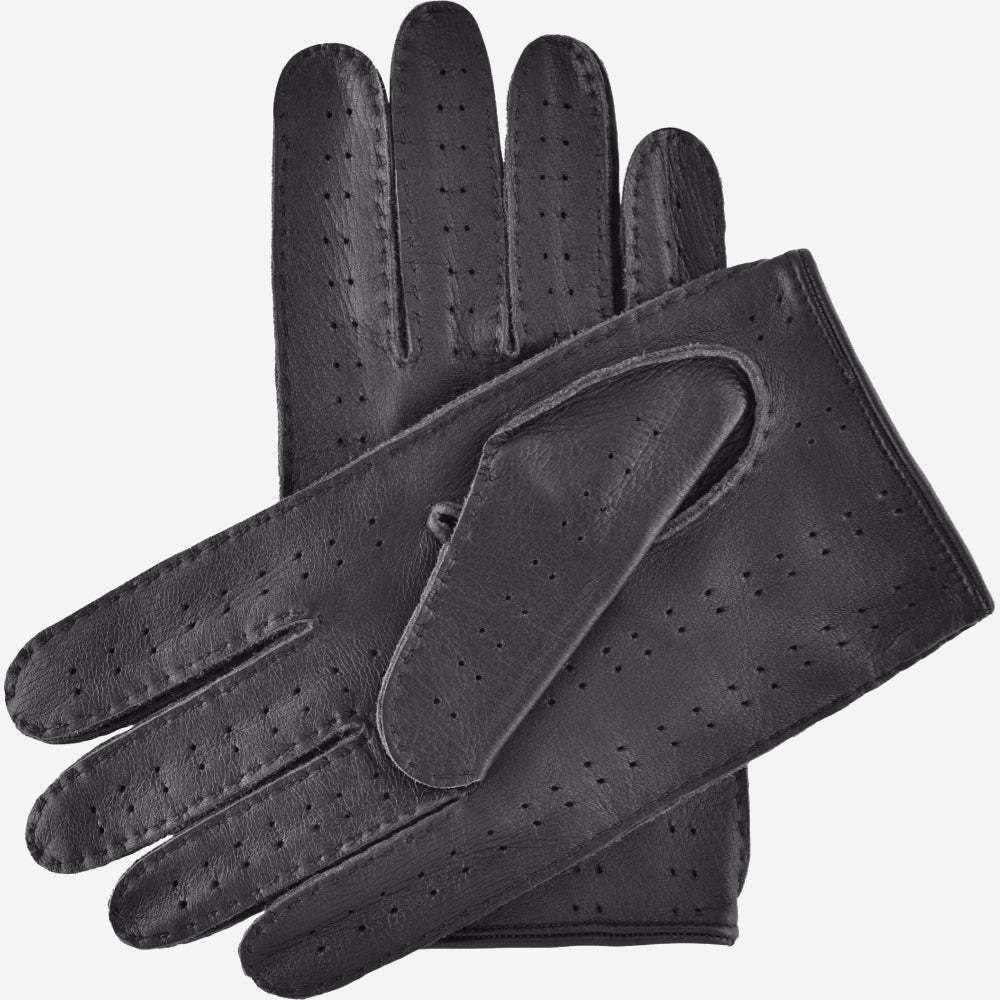 Leonardo (black) - Italian driving gloves made of American deerskin leather - Leather Gloves Online - Flyclothing LLC