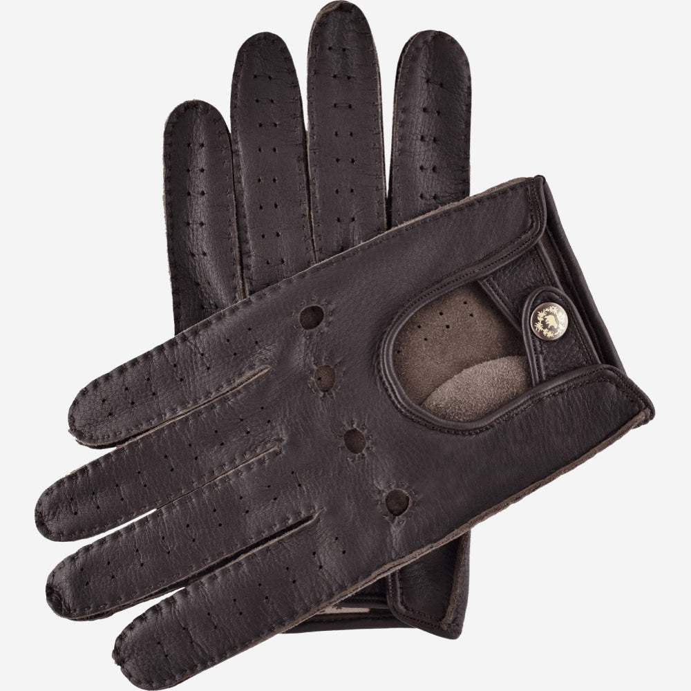 Leonardo (dark brown) - Italian driving gloves made of American deerskin leather - Leather Gloves Online - Flyclothing LLC