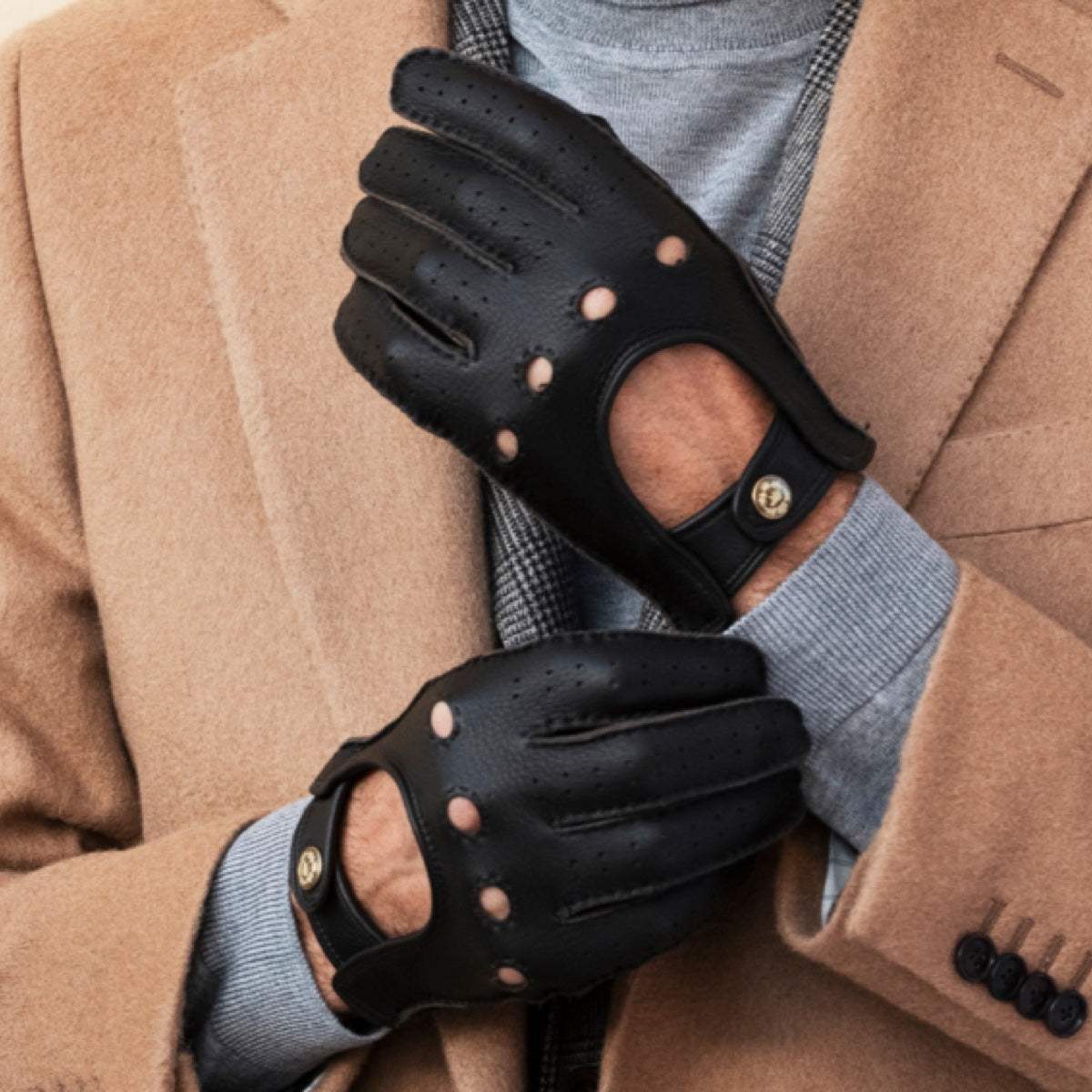 Leonardo (dark brown) - Italian driving gloves made of American deerskin leather - Leather Gloves Online - Flyclothing LLC