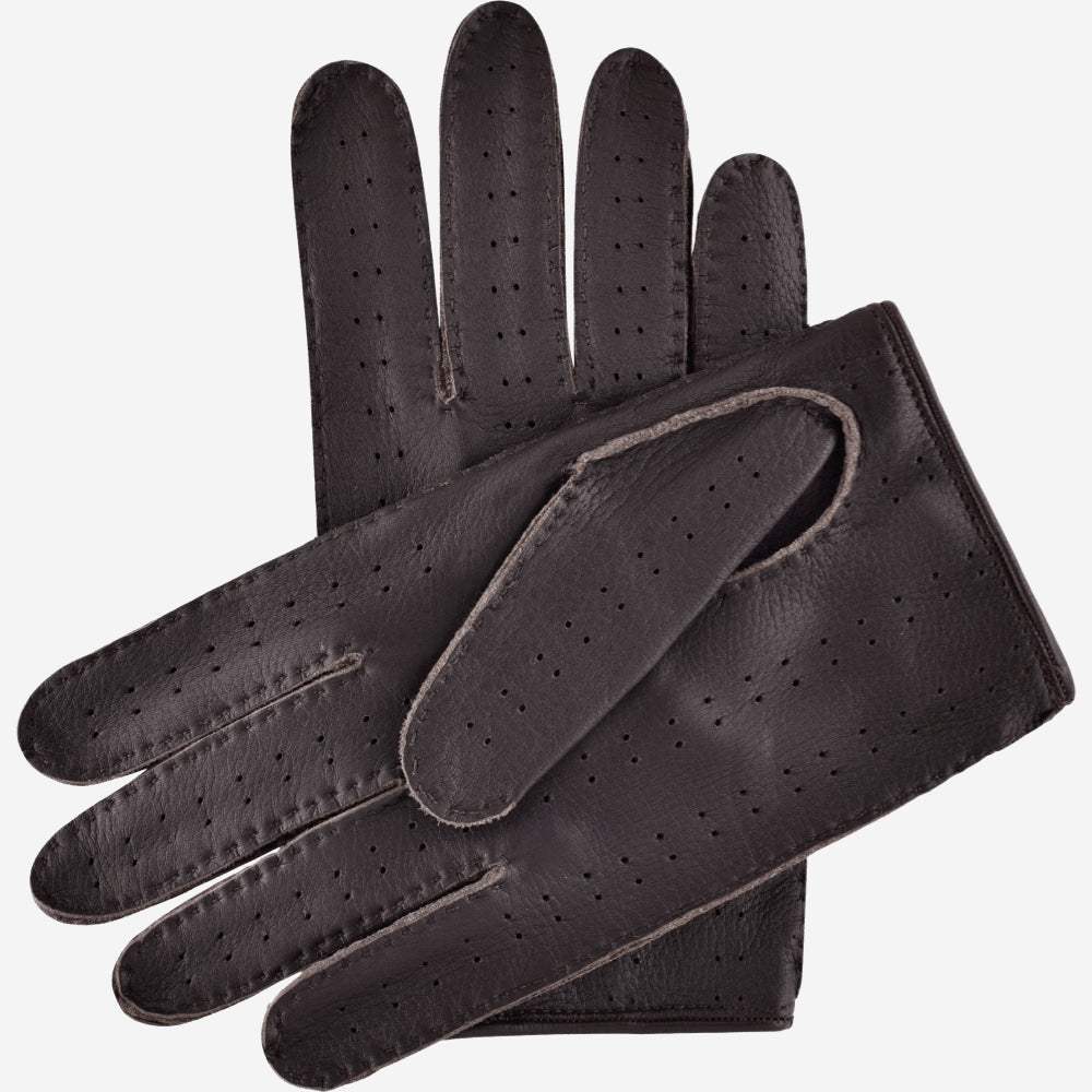 Leonardo (dark brown) - Italian driving gloves made of American deerskin leather - Leather Gloves Online - Flyclothing LLC