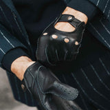 Leonardo (black) - Italian driving gloves made of American deerskin leather - Leather Gloves Online - Flyclothing LLC