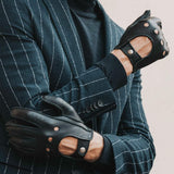Leonardo (black) - Italian driving gloves made of American deerskin leather - Leather Gloves Online - Flyclothing LLC