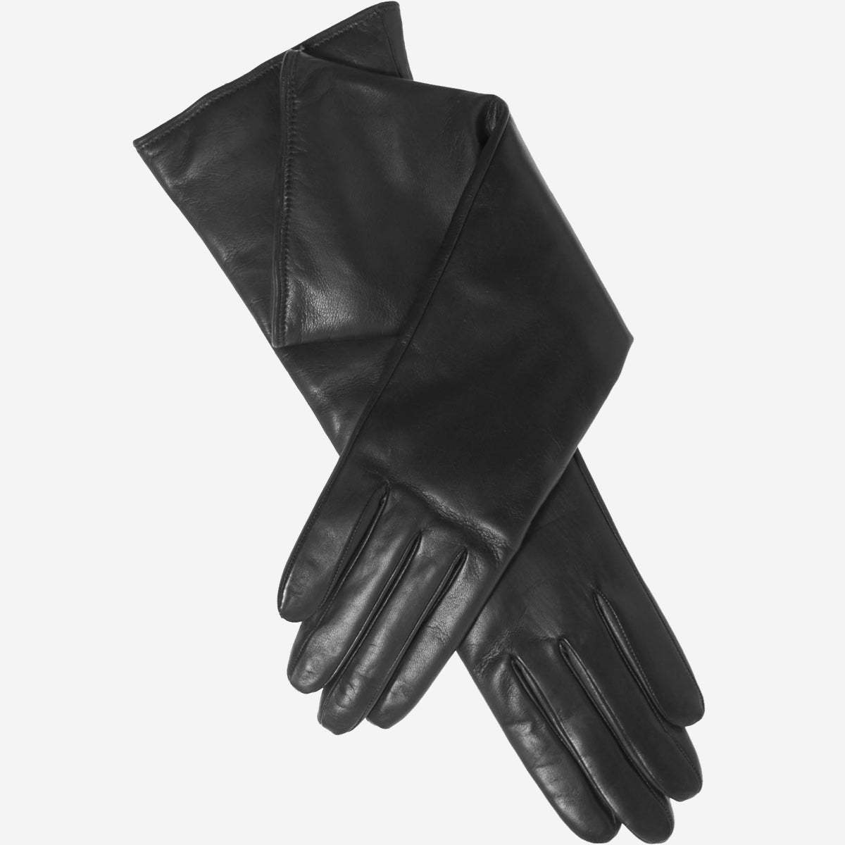 Leonora (black) - Italian cashmere lined 6-button length leather gloves - Leather Gloves Online - Flyclothing LLC