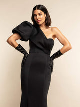 Leonora (black) - Italian cashmere lined 6-button length leather gloves - Leather Gloves Online - Flyclothing LLC
