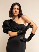 Leonora (black) - Italian cashmere lined 6-button length leather gloves - Leather Gloves Online - Flyclothing LLC