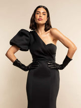 Leonora (black) - Italian cashmere lined 6-button length leather gloves - Leather Gloves Online - Flyclothing LLC