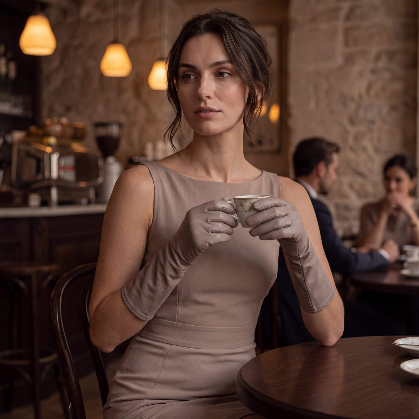 Leonora (grey) - Italian cashmere lined 6-button length leather gloves