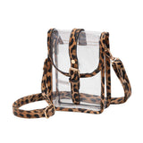 Faux Leather Belt Buckle Pointed Transparent Crossbody Bag - Madeline Love - Flyclothing LLC
