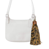 Leopard Patterned Genuine Leather Tassel Bag Charm - Madeline Love - Flyclothing LLC