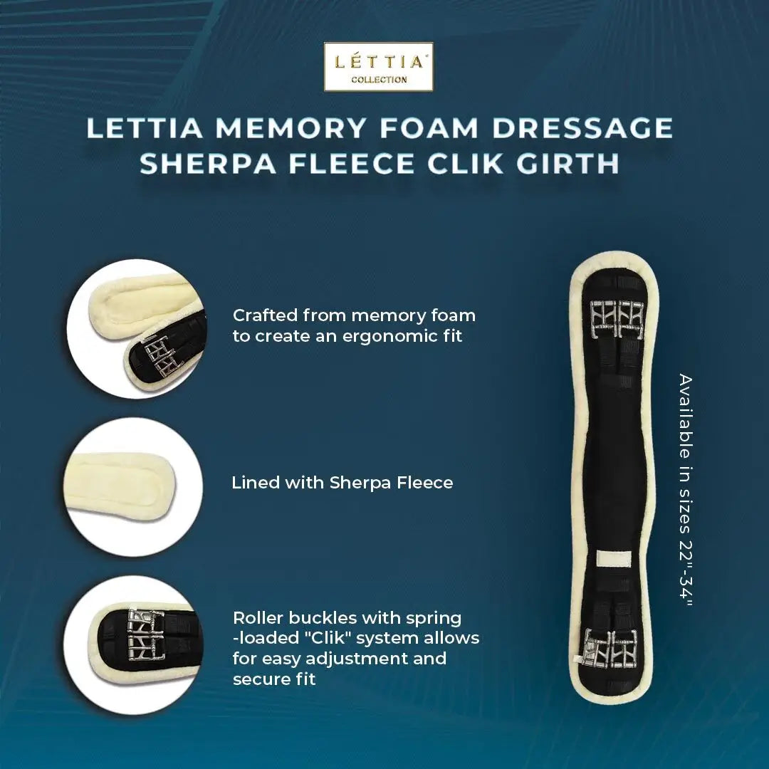 Lettia Memory Foam Dressage Sherpa Fleece Clik Girth - Breeches.com - Flyclothing LLC