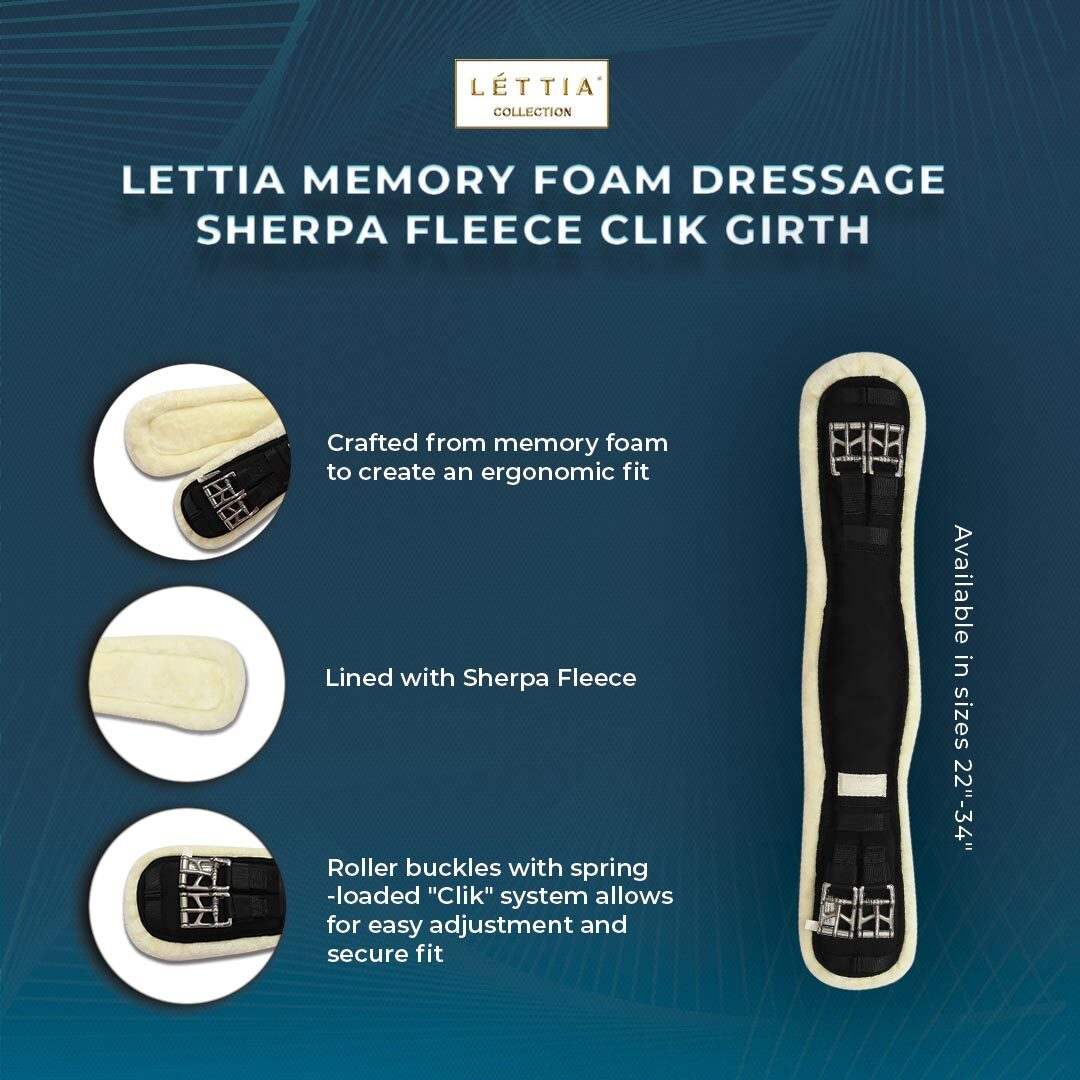 Lettia Memory Foam Dressage Sherpa Fleece Clik Girth - Breeches.com - Flyclothing LLC
