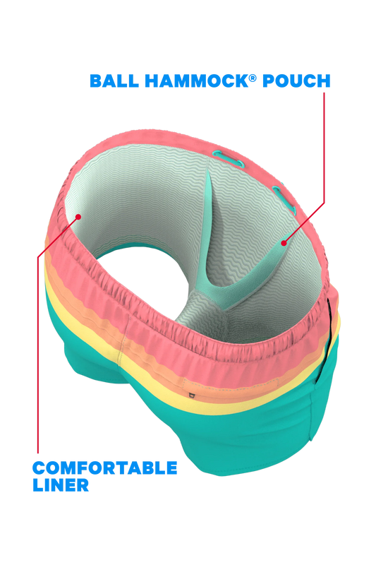 The Lifeguard | Green and Orange Retro Stripe Ball Hammock® Pouch 5" Swim Trunks - Shinesty - Flyclothing LLC