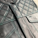 Green Diamond - Men's Club style Leather Motorcycle Vest - Unik Just for Bikers - Flyclothing LLC