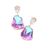 Teardrop Angled Stone Link Dangle Evening Earrings - Madeline Love - Flyclothing LLC