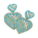 Felt Back Beaded Double Heart Link Dangle Earrings - Madeline Love - Flyclothing LLC