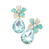 Beaded Flower Teardrop Stone Link Dangle Earrings - Madeline Love - Flyclothing LLC