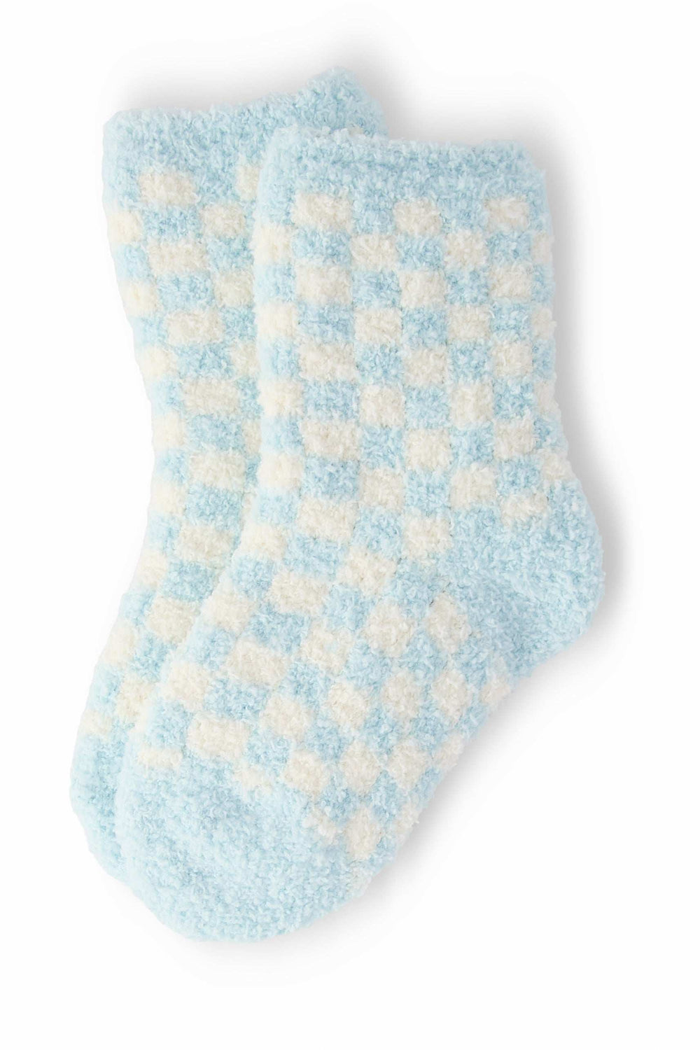Light Blue Checker Cozy Socks - Mila & Rose ® - Flyclothing LLC
