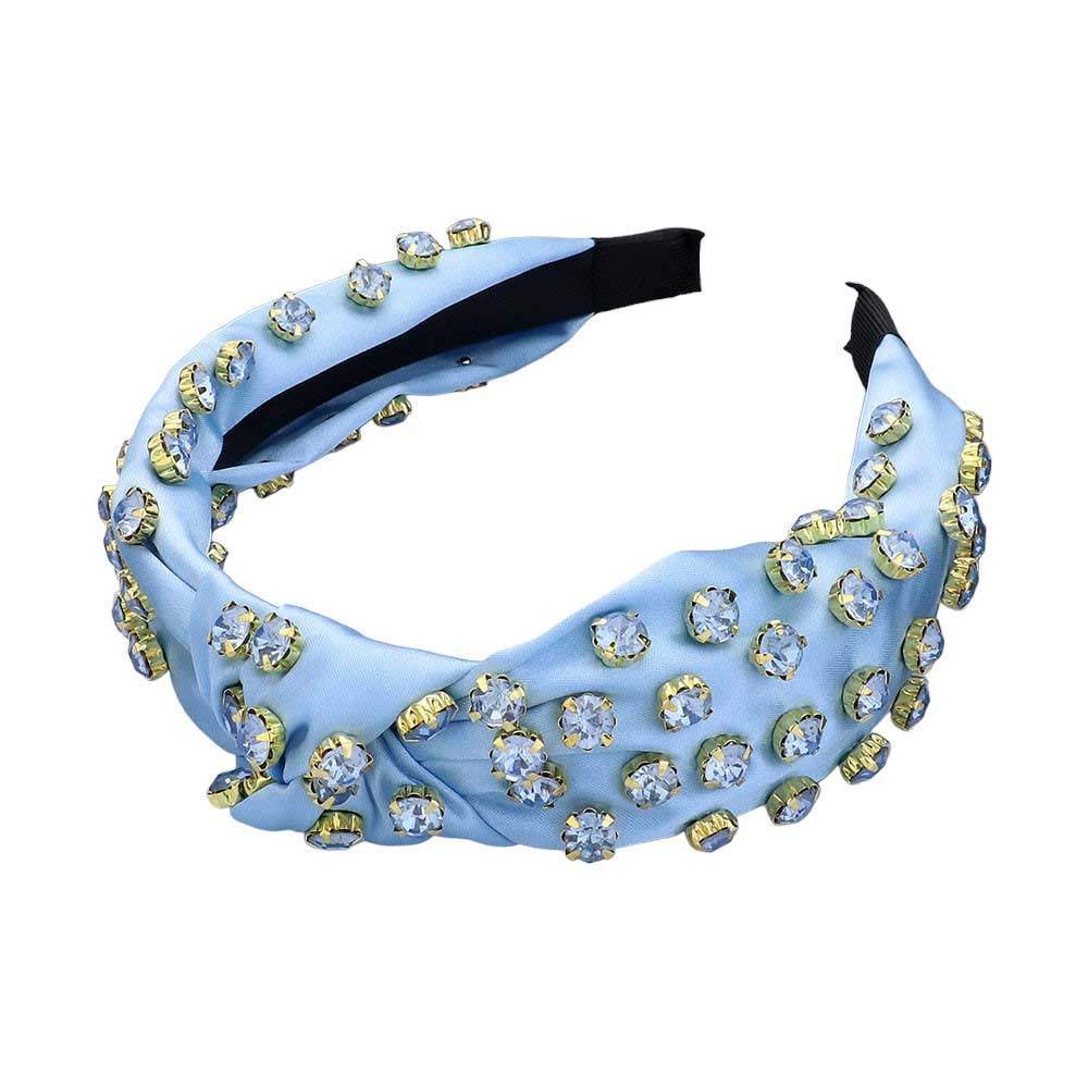 Glass Stone Cluster Decorated Knot Headband - Madeline Love - Flyclothing LLC