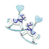 Glittered Heart Rocking Horse Link Dangle Earrings - Madeline Love - Flyclothing LLC
