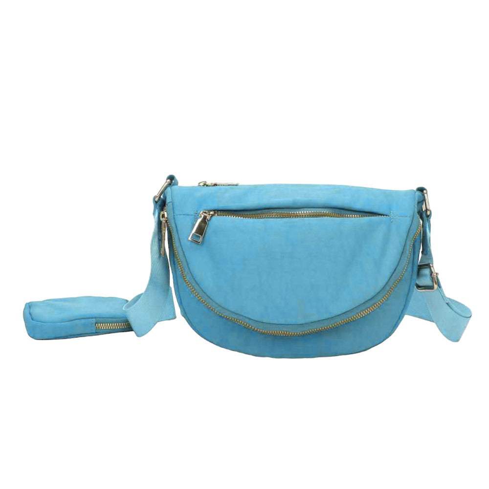 Half Round Solid Nylon Crossbody Bag - Madeline Love - Flyclothing LLC