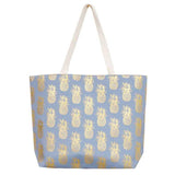 Metallic Pineapple Patterned Beach Tote Bag - Madeline Love - Flyclothing LLC
